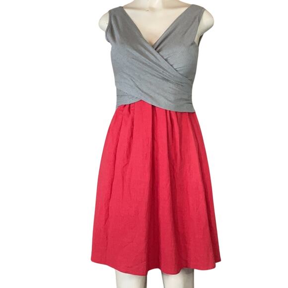 Amadi Lola Surplice Sleeveless Dress Two Tone Coral Pink Gray Size Small NWT - Picture 1 of 12